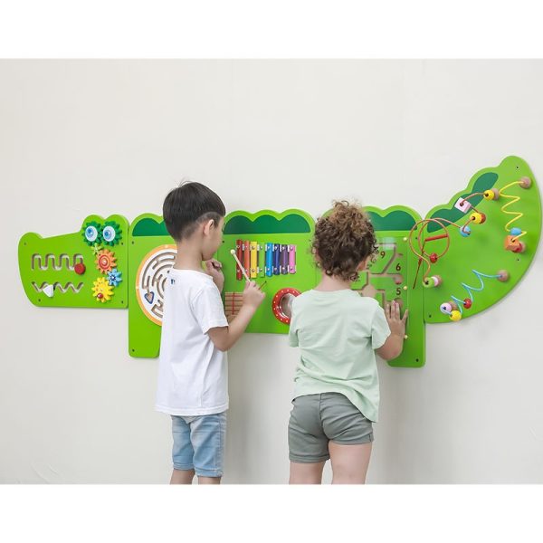 Viga Wooden Activity Wall Panel Toy Mega Crocodile Design Sensory Busy Board – 1870mm - Image 4