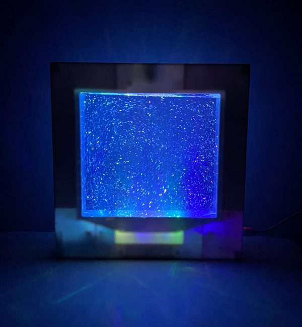 22cm Sensory Light LED Glitter Filled Square Light Lamp - Image 2
