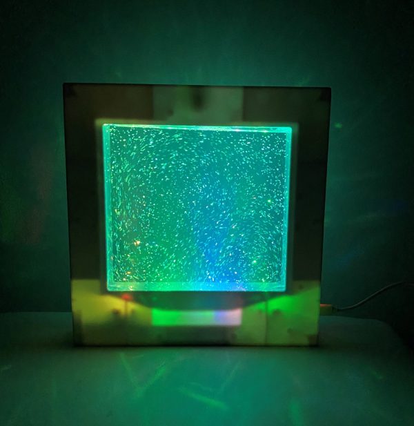 22cm Sensory Light LED Glitter Filled Square Light Lamp - Image 3