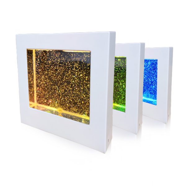 22cm Sensory Light LED Glitter Filled Square Light Lamp - Image 4