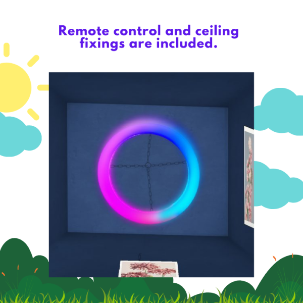 Sensory Ceiling Ring Colour Changing LED Lights & Remote – 40cm - Image 3
