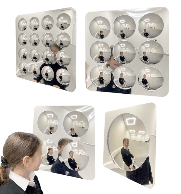 Round Sensory Mirror Set – 4 Large Mirrors Various Sizes