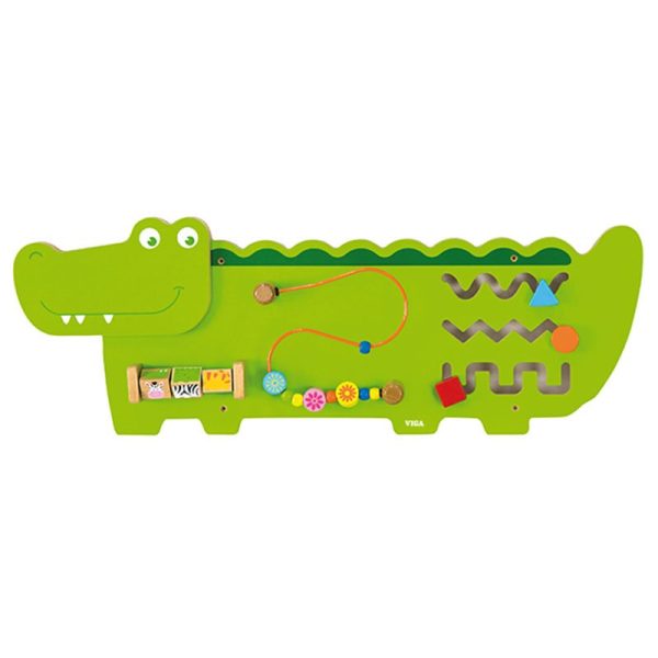 Viga Wooden Activity Wall Panel Toy Crocodile Design Sensory Busy Board – 910mm