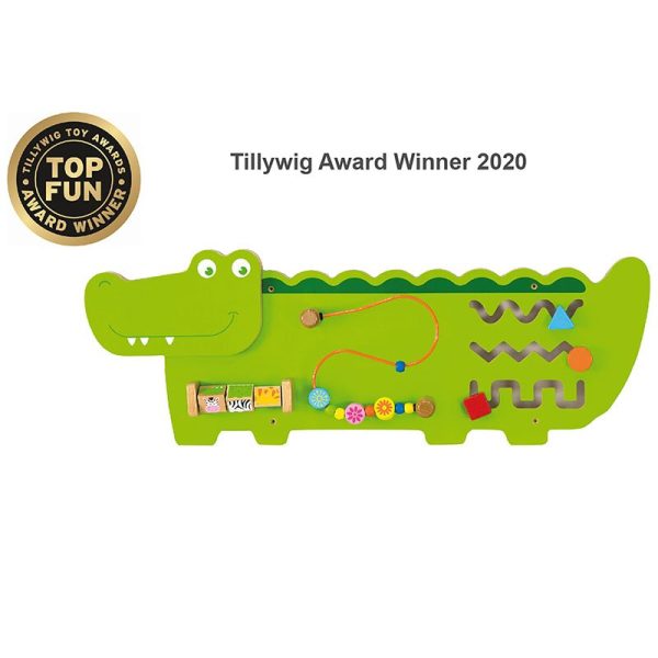 Viga Wooden Activity Wall Panel Toy Crocodile Design Sensory Busy Board – 910mm - Image 2