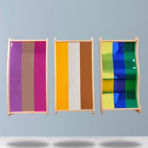 3 Acrylic Sensory Fun House Mirrors Vibrant Colours Curved Angles – 108cm